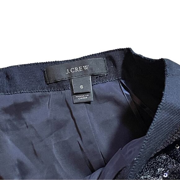 J.Crew Shirttail Mini Sequin Skirt Navy Size 6 - Picture 10 of 12